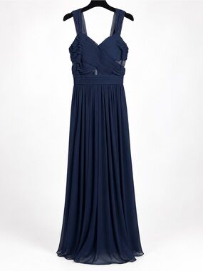 EVA USA Navy Blue Ruched Cutout Maxi Gown Dress Size XS